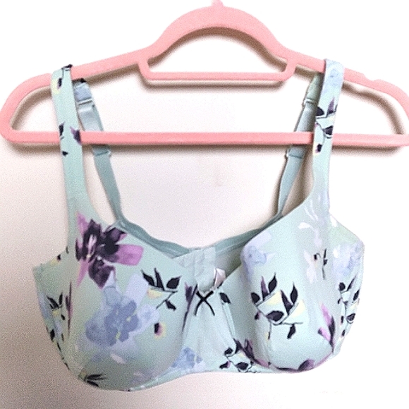 Cacique Other - Cacique Light Blue Floral Print Lightly Lined Balconette Bra Size 38G